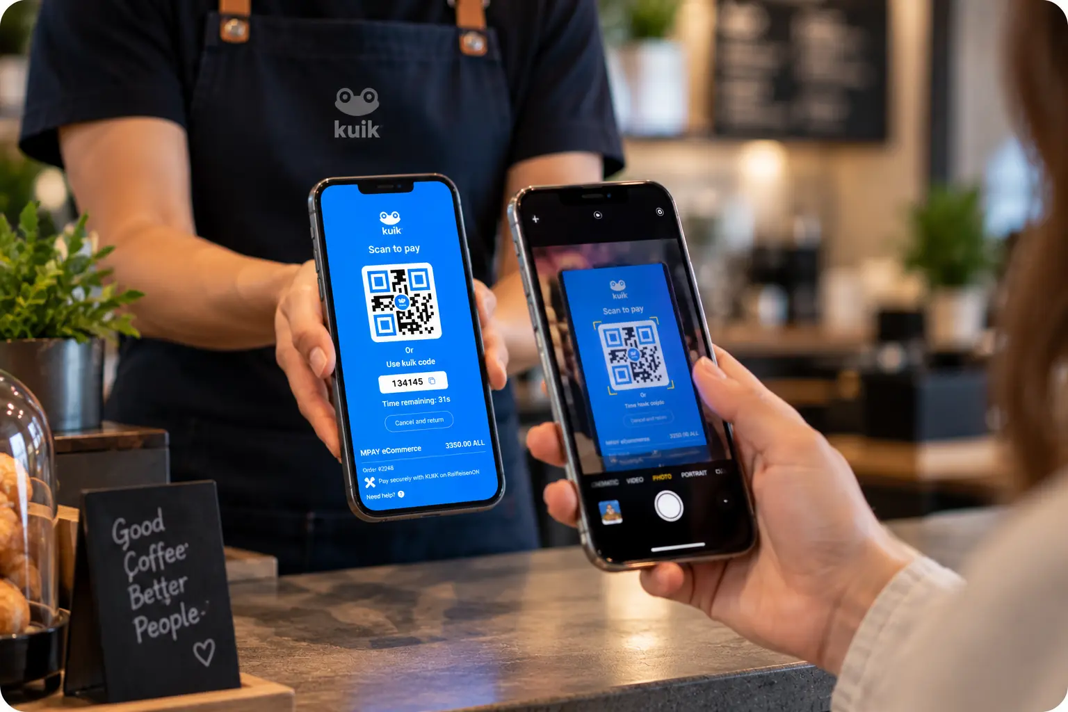 Merchant accepting Kuik QR payment